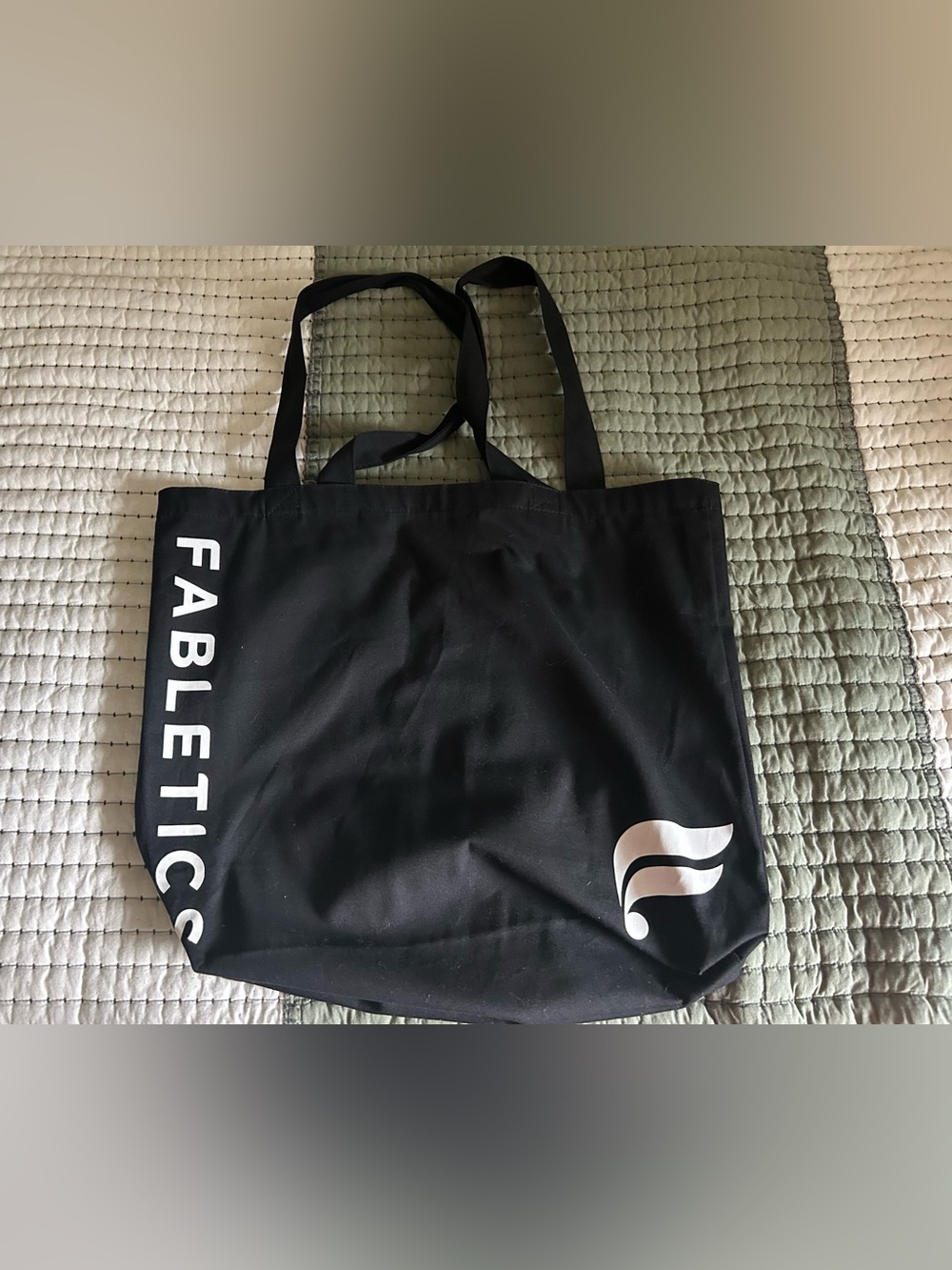 Large Fabletics reusable fabric tote bag.